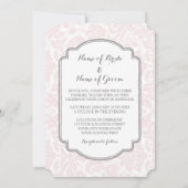 Invitations de mariage gris rose Damask (Dos)