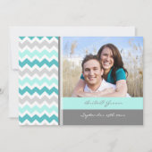 Invitations de mariage Gris Turquoise Chevron (Devant)