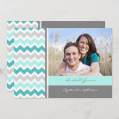 Invitations de mariage Gris Turquoise Chevron (Devant / Derrière)