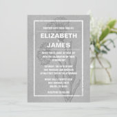 Invitations de mariage gris Vintage rustique (Debout devant)