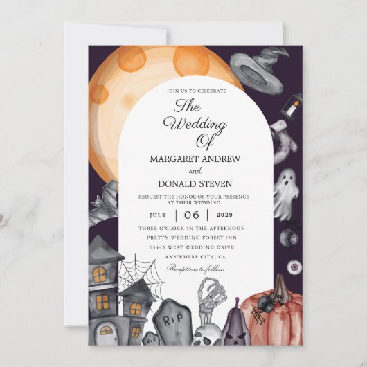 invitations de mariage halloween (Devant)