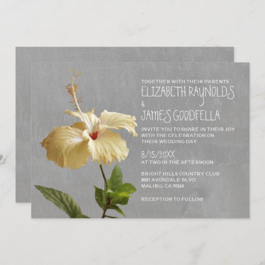 Invitations de mariage Hibiscus (Devant / Derrière)