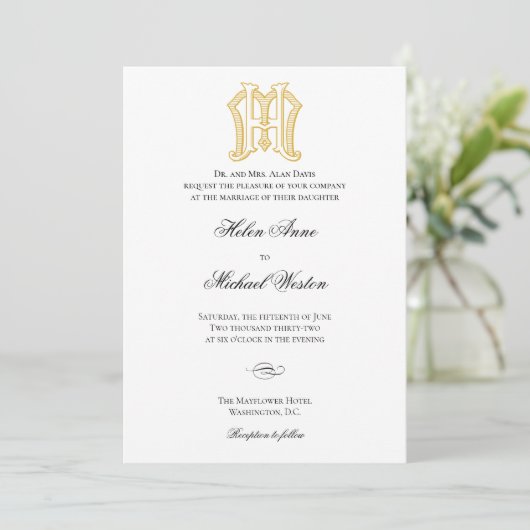 Invitations de mariage HM Monogramme ou MH Monogra (Debout devant)