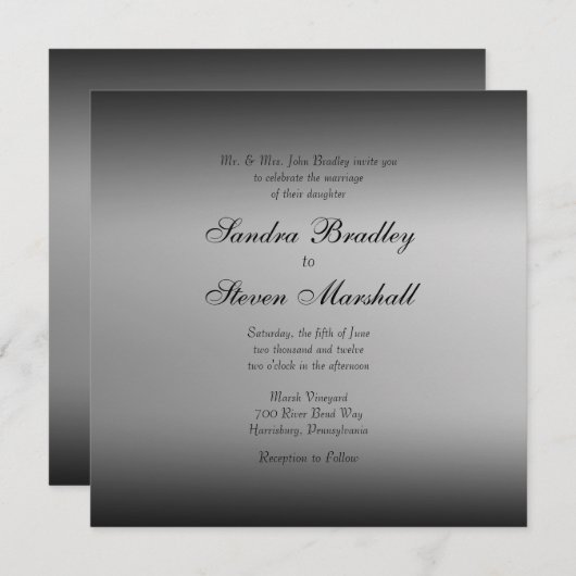 Invitations de mariage Horizon noir et blanc (Devant / Derrière)