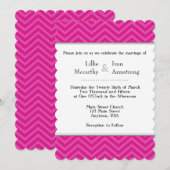 Invitations de mariage Hot Pink Chevron (Devant / Derrière)