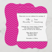 Invitations de mariage Hot Pink Chevron (Devant / Derrière)