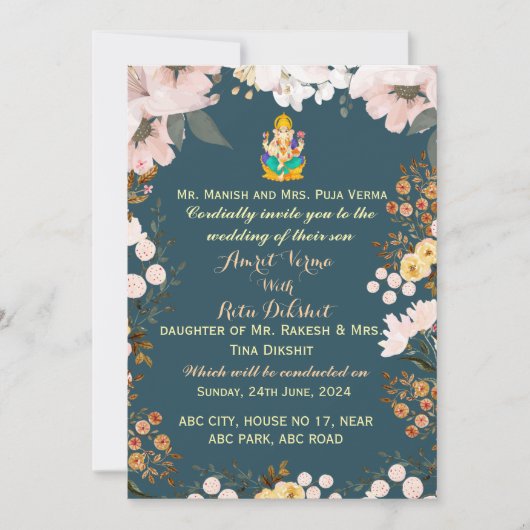 Invitations de mariage indiennes (Devant)