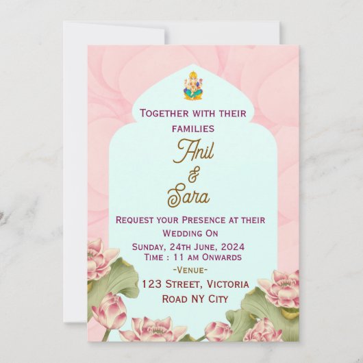 Invitations de mariage indiennes (Devant)