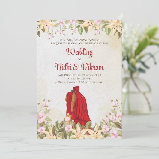 Invitations de mariage indiennes numériques et inv (Debout devant)