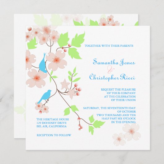 Invitations de mariage Inséparables/arrière - plan (Devant / Derrière)