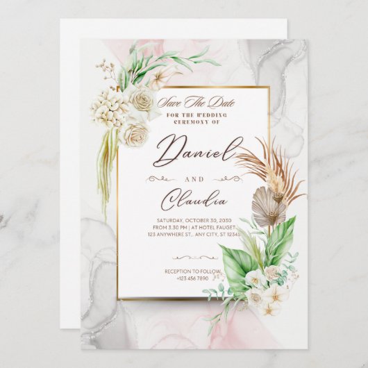 Invitations de mariage intemporelles : Styles élég (Devant / Derrière)