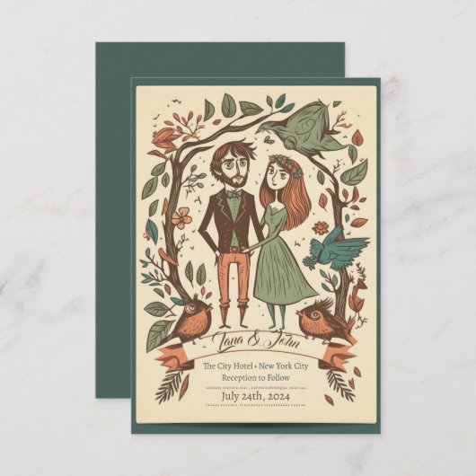 Invitations de mariage irrégulières, invitations d (Devant / Derrière)