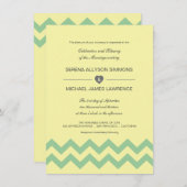 Invitations de mariage Jaune et Aqua Chevron (Devant / Derrière)