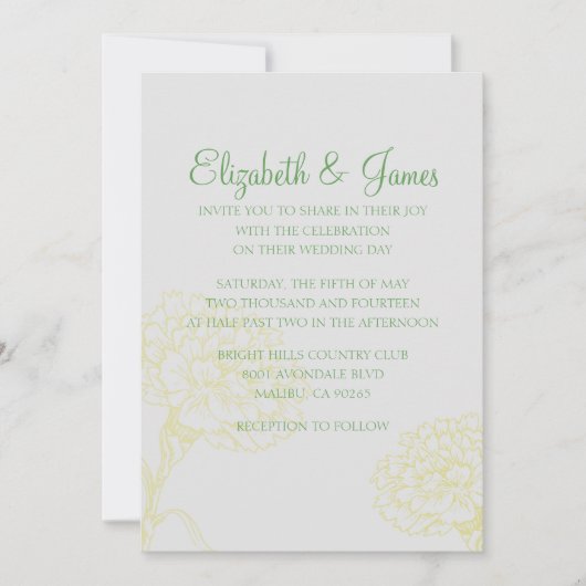 Invitations de mariage Jaune et Vert (Devant)