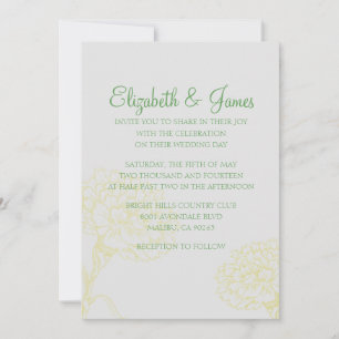 Invitations de mariage Jaune et Vert
