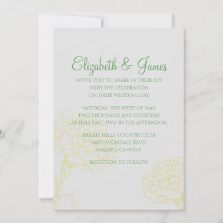 Invitations de mariage Jaune et Vert