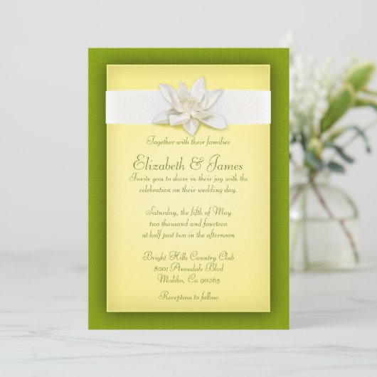 Invitations De Mariage Jaune Et Vert (Debout devant)
