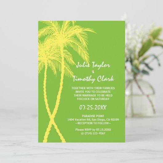 Invitations de mariage jaune et vert (Debout devant)