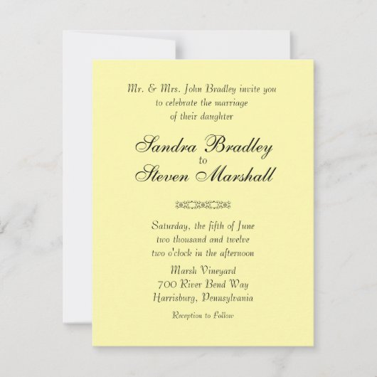 Invitations de mariage jaune solide (Devant)