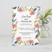 Invitations de mariage joyeux aux fleurs d'été (Debout devant)