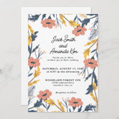 Invitations de mariage joyeux aux fleurs d'été (Devant / Derrière)
