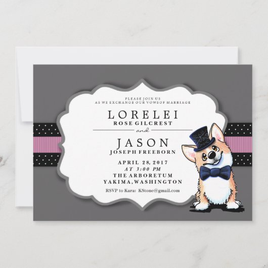 Invitations de mariage KiniArt Corgi (Devant)