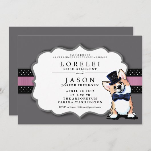 Invitations de mariage KiniArt Corgi (Devant / Derrière)