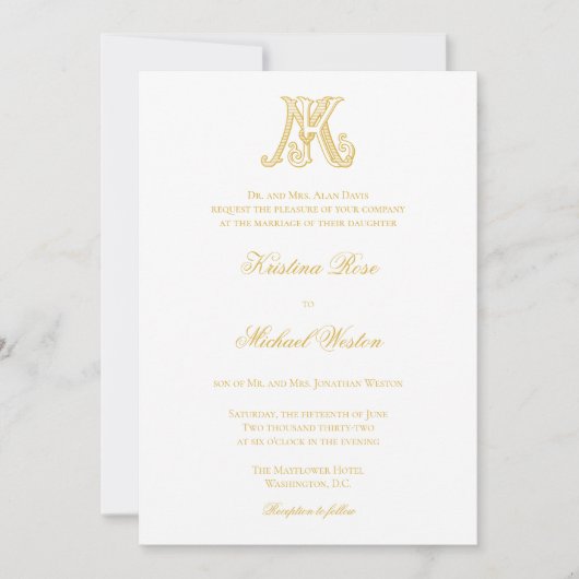 Invitations de mariage KM Monogramme ou MK Monogra (Devant)
