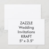 Invitations de mariage KRAFT 100lb 5 po x 3,5 po (Devant / Derrière)