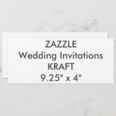 Invitations de mariage KRAFT 100lb 9,25 po x 4 po (Devant / Derrière)