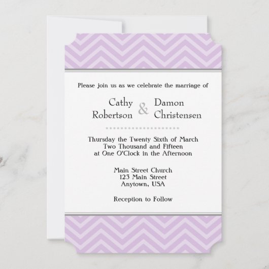 Invitations de mariage Lavender Chevron (Devant)