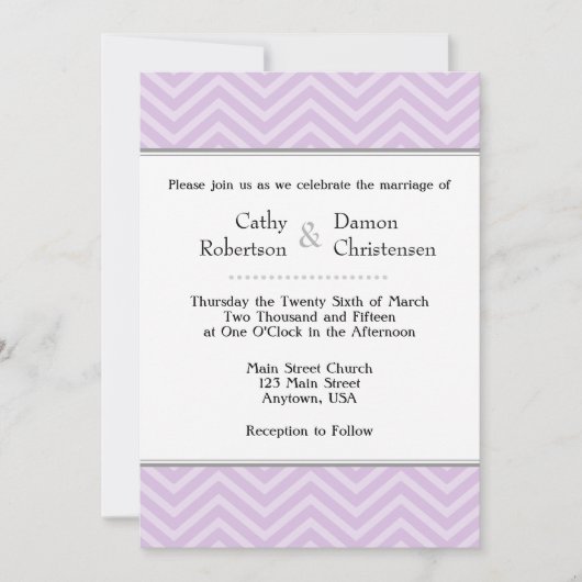 Invitations de mariage Lavender Chevron (Devant)