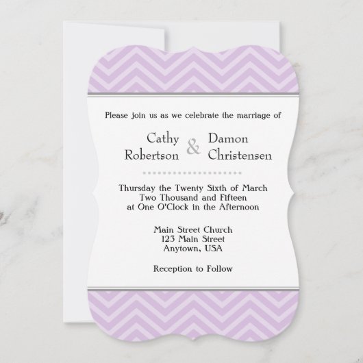 Invitations de mariage Lavender Chevron (Devant)