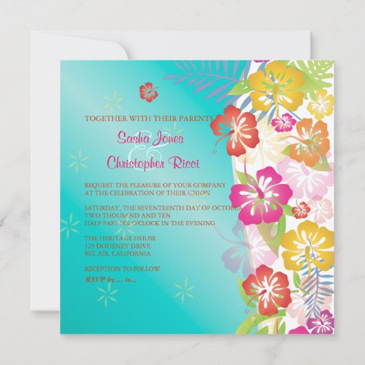 Invitations de mariage Leis/Luau/hibiscus (Dos)