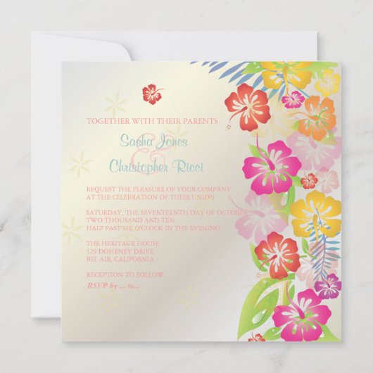 INVITATIONS DE MARIAGE LEIS/LUAU/HIBISCUS (Dos)