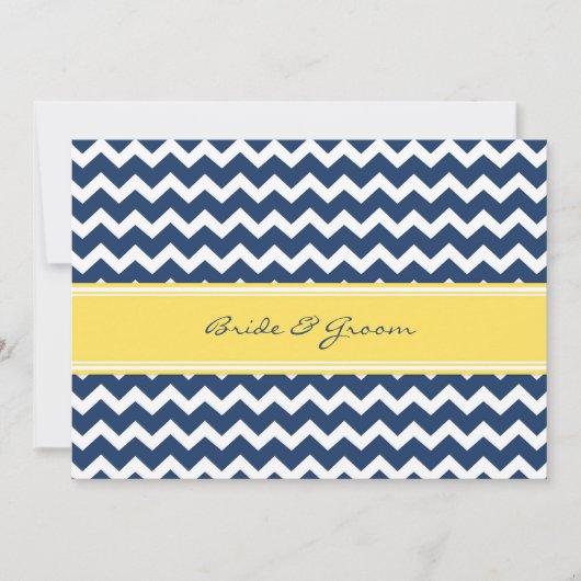 Invitations de mariage Lemon Blue Chevron (Devant)