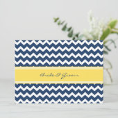 Invitations de mariage Lemon Blue Chevron (Debout devant)