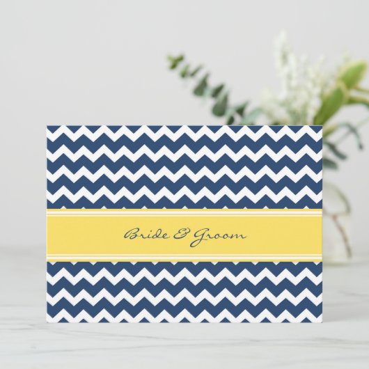 Invitations de mariage Lemon Blue Chevron (Debout devant)