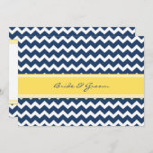 Invitations de mariage Lemon Blue Chevron (Devant / Derrière)