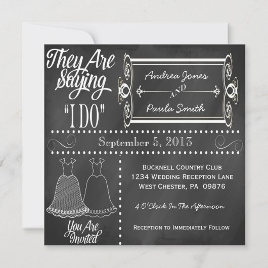 Invitations de mariage lesbiennes Chalkboard (Devant)