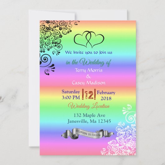 Invitations de mariage LGBT Rainbow (Devant)