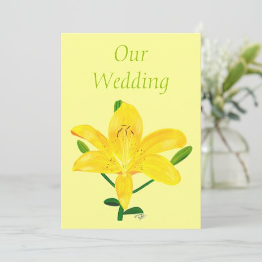 Invitations de mariage Lily jaune (Debout devant)