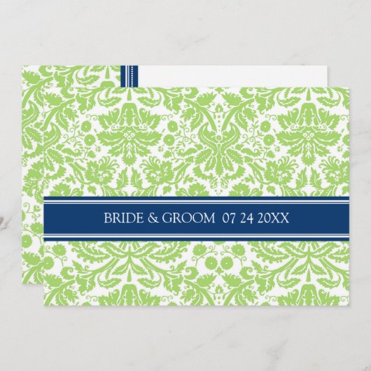Invitations de mariage Lime Bleu Damas (Devant / Derrière)