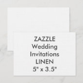 Invitations de mariage LINEN 100lb 5 po x 3,5 po (Devant / Derrière)