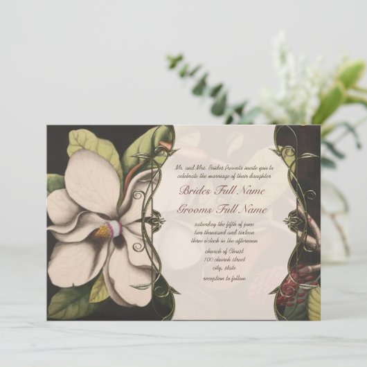 Invitations de mariage Magnolia (Debout devant)