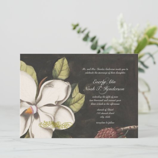 Invitations de mariage Magnolia (Debout devant)