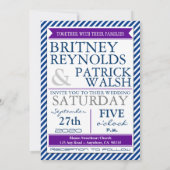 Invitations de mariage marine blanc et violet (Dos)