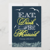 Invitations de mariage marine bleu et jaune (Devant)