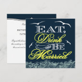Invitations de mariage marine bleu et jaune (Devant / Derrière)