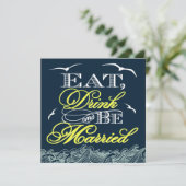 Invitations de mariage marine bleu et jaune (Debout devant)